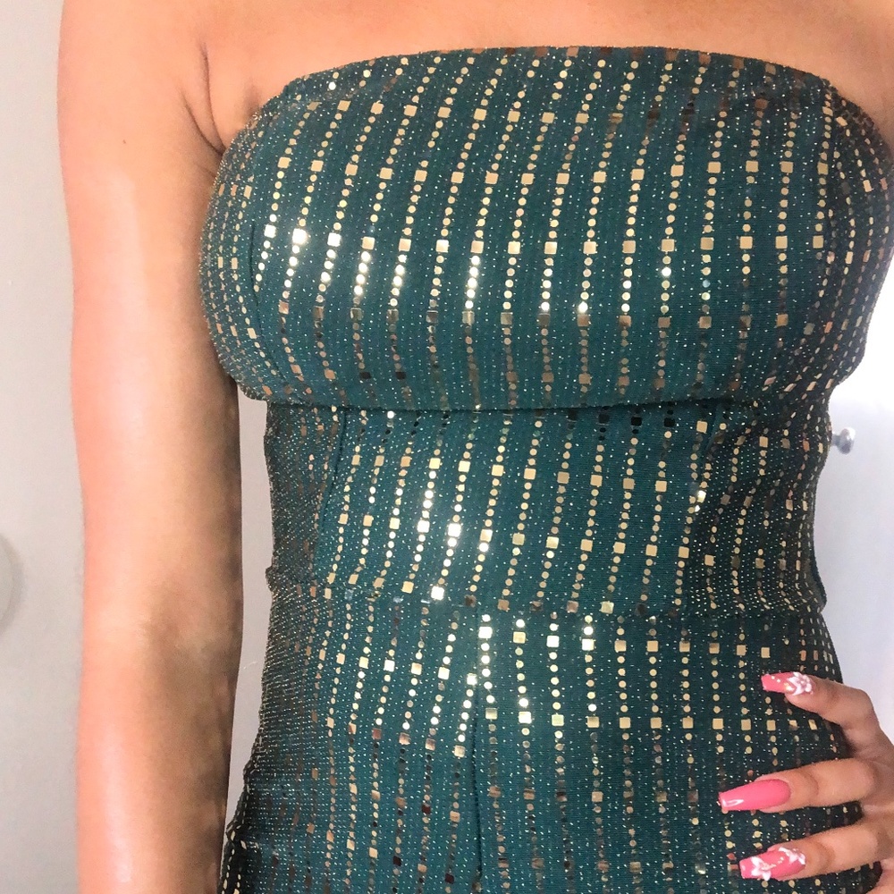 Strapless Sequin wide leg jumpsuit